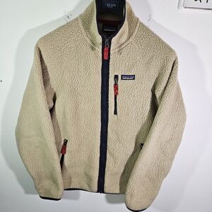 Men's Patagonia Retro Pile Tan Fleece Full Zip Jacket!